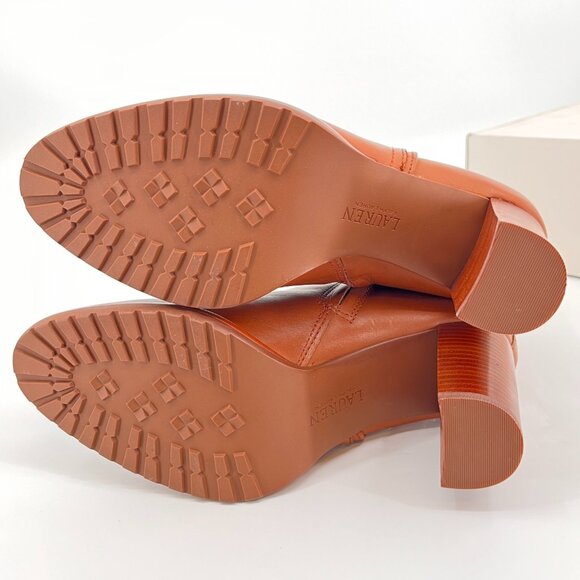 Lauren Ralph Lauren Madisyn Bootie Size 7B Polo Tan Leather Buckled Ankle Strap - Picture 15 of 16